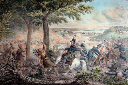 The Battle of the Thames in 1813 (colour litho)