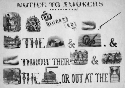 Notice to smokers and chewers, published by N. Currier, New York, c.1840-50 (litho)