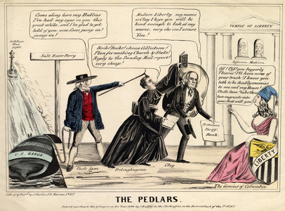 The pedlars, published in New York, 1844 (colour litho)