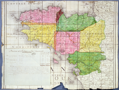 Division of Brittany into Six Departments, c.1789-90 (colour litho)
