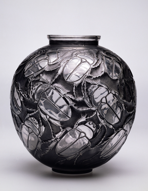 Large Scarabs Vase, 1923 (black patina and mould-blown glass)