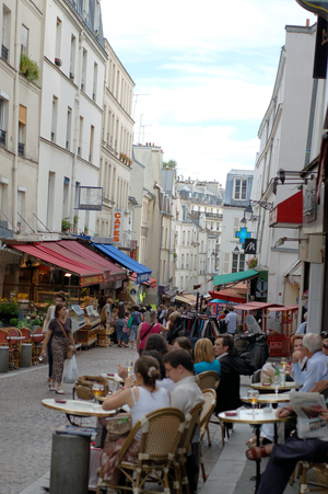 View of rue Mouffetard, Paris 5th arrondissement.