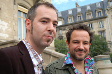 Portrait of François Roca (left), illustrator, and Fred Bernard (right), French writer. Photography 2006.