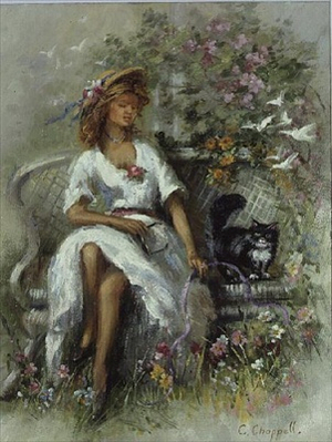SB/265 Young Girl with a Black Cat