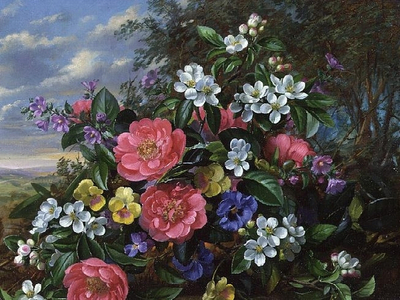 AB.73.Pansies, Peonies and Blossom