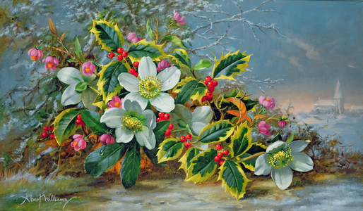 Winter roses in a landscape