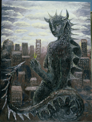 A Devil Considering a Dying City (Camden Town Series), 1991 (oil on canvas)