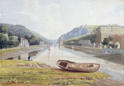 View down the Avon with Hotwells and Clifton, c.1825