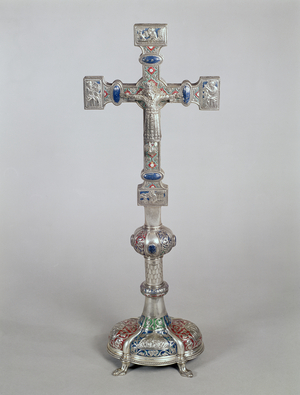 Altar cross, mid Nineteenth century (silver and enamel)