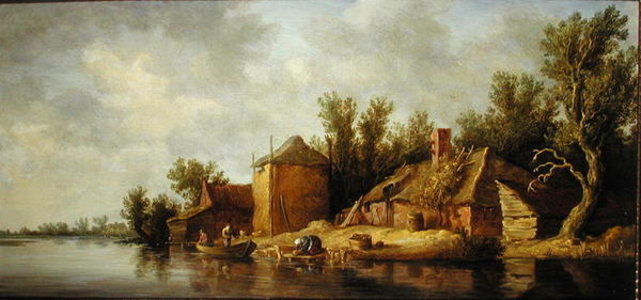 River landscape (oil on board)