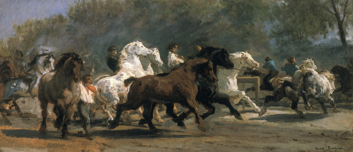 Study for the Horsemarket, 1852-54 (oil on canvas)