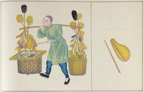 Gourd Beater, illustration from 'Calls, Sounds and Merchandise of the Peking Street Peddlers', by Samuel V. Constant, 1937 (colour litho)