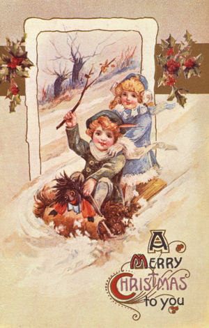 The Sledge, Victorian card