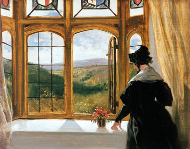 Duchess of Abercorn looking out of a window, c.1850 (oil on canvas) 