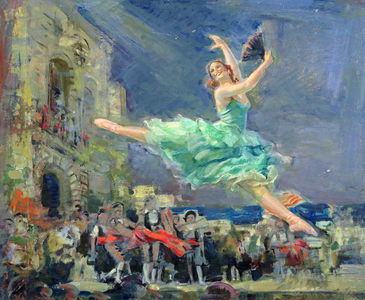 Ballet dancer Maya Plisetskaya in Don Quixote, 1950 (oil on wood)