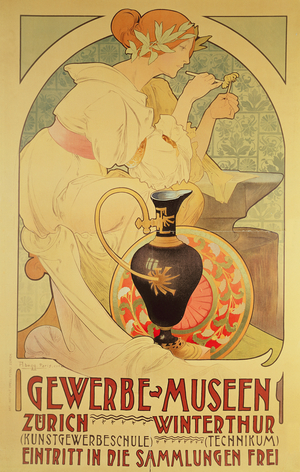 Poster Advertising the Gewerbe Museen, Zurich (lithograph)