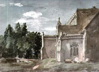 East Bergholt Church: view from the East (watercolour)