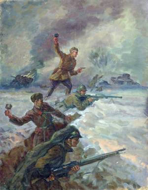 Guard outpost near Moscow, 1947 (oil on canvas)