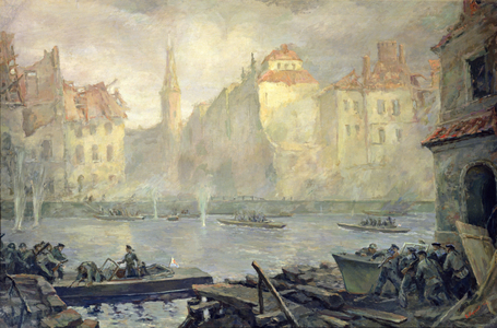 Crossing the Spree in Berlin, 1946 (oil on canvas)