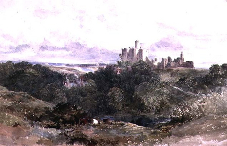 Warkworth Castle, Northumberland, 19th century (watercolour)