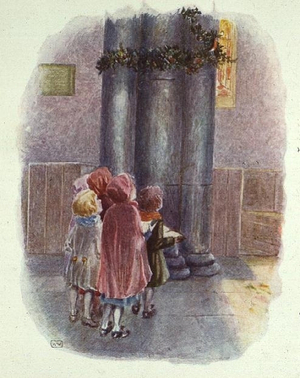 The Carol Singers - illustration from "The Robin's Christmas Eve" by C.E. Bowen