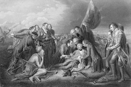 The Death of General Wolfe, 1759, from 'The History of the United States', Vol. I, by Charles Mackay, engraved by S. Smith (engraving) (see also 10540 119752, & 153197)