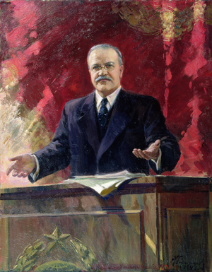 Vyacheslav Molotov (1890-1986) Speaking in the Bolshoy Theatre, 6th November 1947 (oil on canvas)