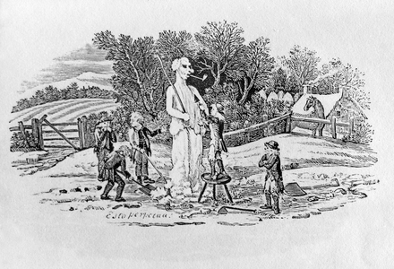 The Snowman at Cherryburn (Esto Perpetua), from 'Land Birds', c. 1797 (wwod engraving)