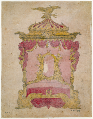 Design for a bed, c.1755-60 (drawing)