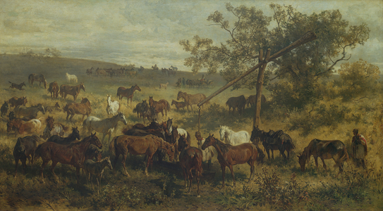 Horses at a Trough, 19th century