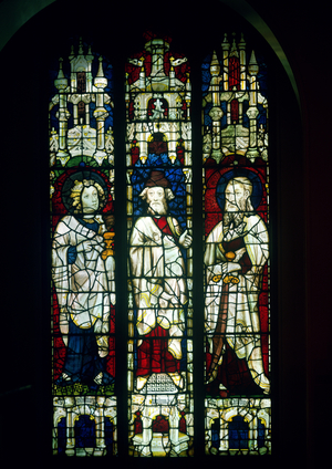 The Winchester window, depicting St.John the Evangelist, St. James the Less and the prophet Zephaniah, 1392 (stained glass)