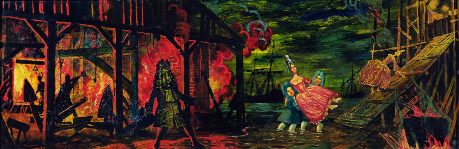 Stage design for Pushkin's film 'The Negro of Peter the Great', 1975 (tempera on cardboard)