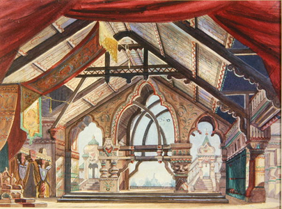 Stage design for Rimsky-Korsakov's 'Snow Maiden' (w/c & oil on paper)