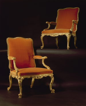 Carved armchair, Chippendale (giltwood)