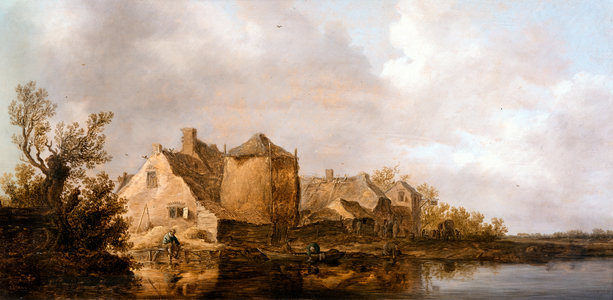 River Scene with an Inn
