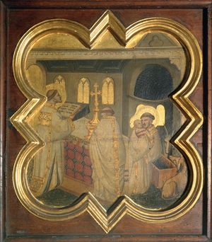 St. Francis preparing the Christmas Crib at Grecchio (tempera on panel)