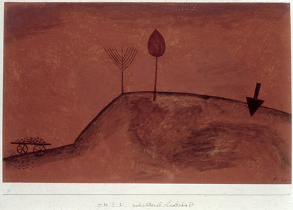Landscape in afterglow, 1930 (no 242) (w/c & pencil on primed paper on cardboard)