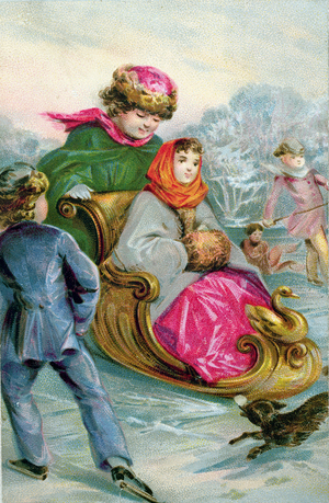 On the Ice, Victorian card