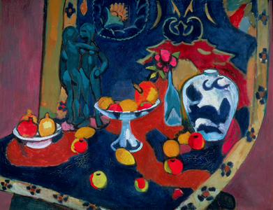 Still Life of Fruit and a Bronze Statue, 1910 (oil on canvas)