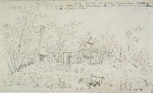 A ruined cottage at Capel, Suffolk, 1796 (pen & ink on paper)