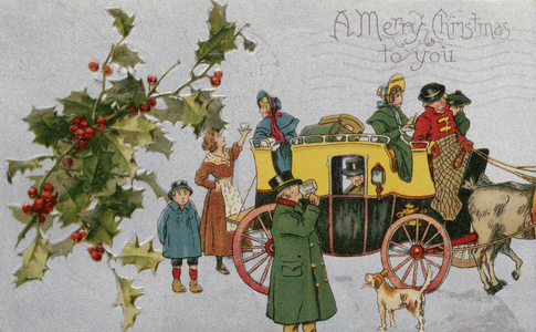 Christmas Carriage, 19th century postcard