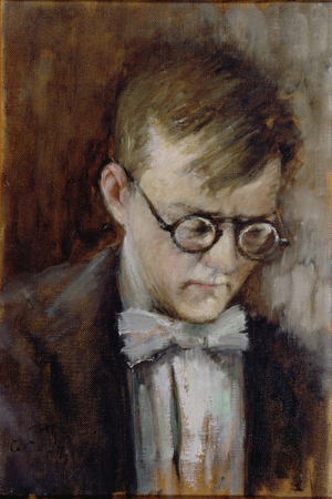 Portrait of the Composer Dmitri Shostakovich (1906-75), 1950s (oil on canvas)