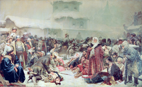 Destruction of Novgorod by Tsar Ivan III (1440-1505) 1889 (oil on canvas)