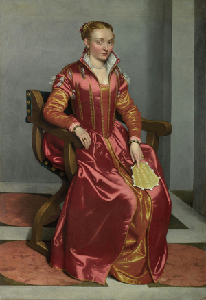 Portrait of a Lady, perhaps Contessa Lucia Albani Avogadro ('La Dama in Rosso'), c.1556-60 (oil on canvas)