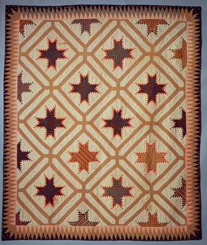 "Feathered Star" and "Garden Maze" Quilt by Rachel Burr Corwin, New York, mid 19th century
