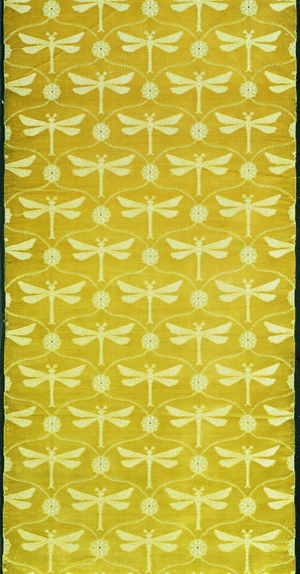 Short pile velvet border with decoration of dragonflies, c.1900