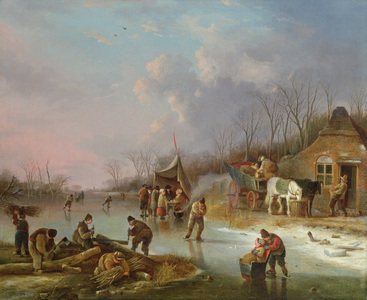 Dutch Peasants on a frozen river