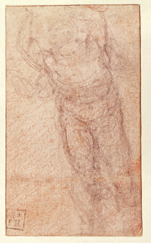 Study for 'The Resurrection', c.1532-34 (red & black chalk on paper) (recto)