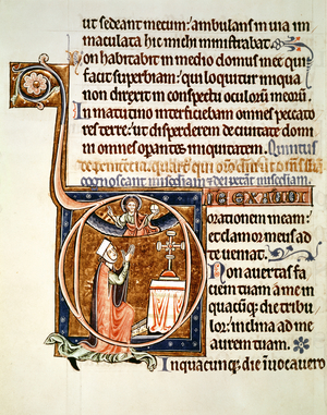 Ms 1186 f.122v Illuminated page, from the Psalter of St. Louis and Blanche of Castile, 1225-1250 (vellum)