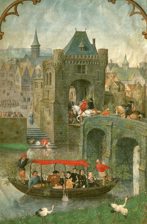 Additional 18855: Boating in the month of May, from a Book of Hours, c.1540 (vellum)